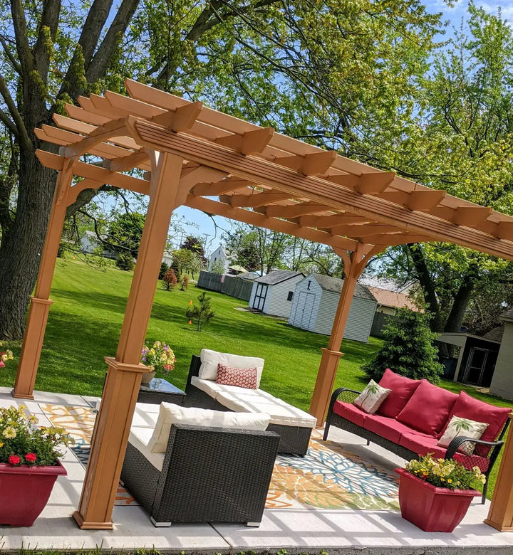 12 x 14 Pergola in a Box with outdoor furniture