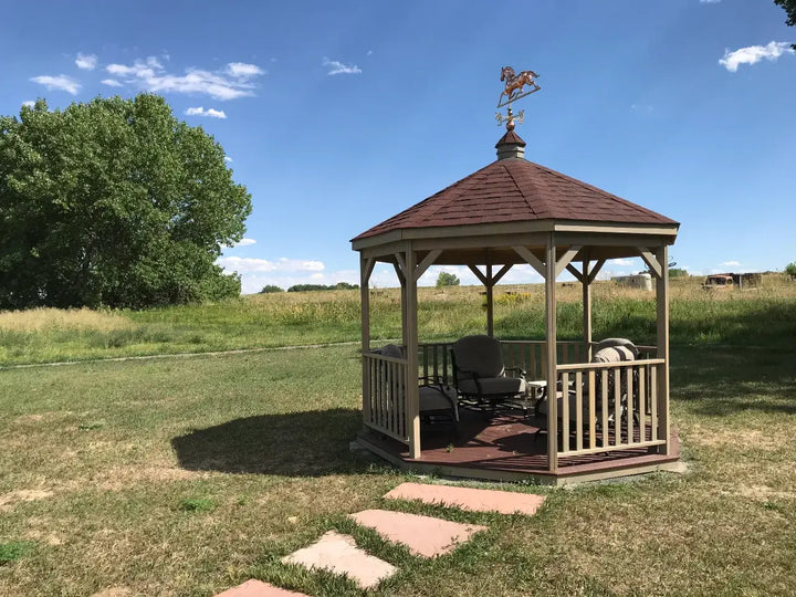 12 Foot Wood Gazebo in a Box with Horse Weathervane