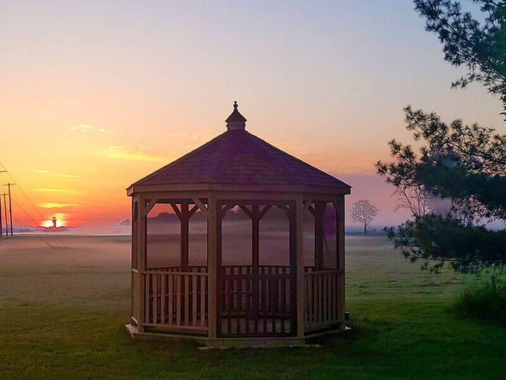 12 Foot Wood Gazebo in a Box with Sunset