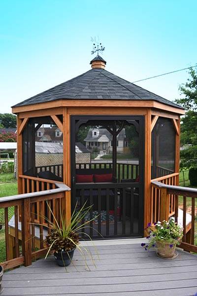 12 Foot Wood Gazebo in a Box With Screens and Weathervane