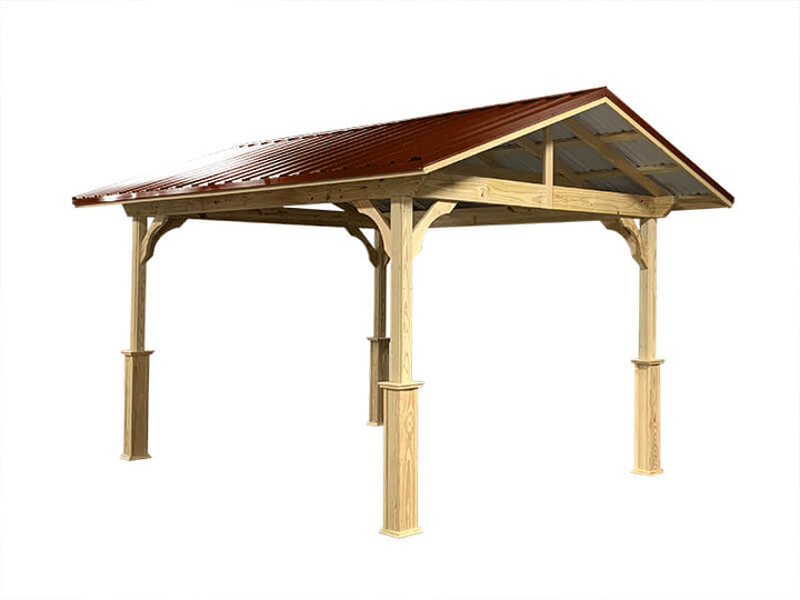 12 x 15 Pavilion in a Box with Barn Red Metal Roof