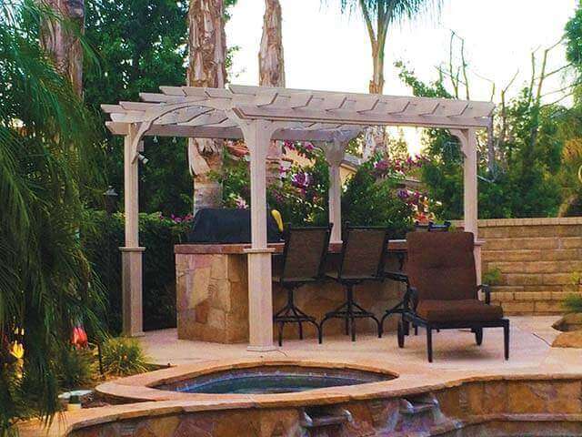 Vinyl Pergola in a Box with Outdoor Kitchen